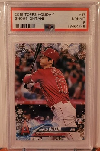 PSA 8 2018 TOPPS HOLIDAY SHOHEI OHTANI ROOKIE #17 LOS ANGELES DODGERS MVP HMW17