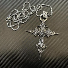 Gothic/Y2K Silver Cross Necklace Unisex Jewelry Emo Streetwear