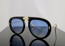 Gucci GG0307S Black Foldable Sunglasses Light Blue Lens with Crystals 100% UV