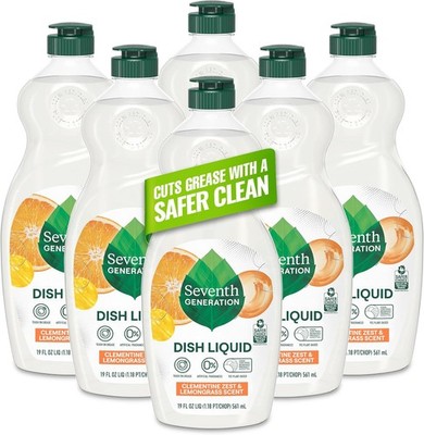 Seventh Generation Dish Liquid Soap Clementine Zest Lemongrass Pack of 6