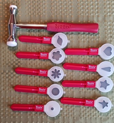 9 Sizzix Paddle Punches Die-cut & Hammer Excellent Condition