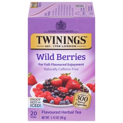 Twinings Wild Berries Herbal Tea 20 Count Caffeine Free Bedtime Tea Blend