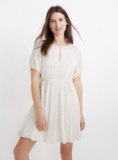 Madewell Size 4 White Eyelet Tassel-Tie Mini Dress