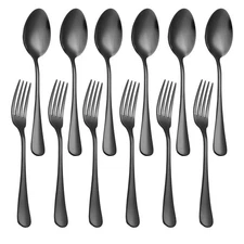 Set of 12, Stainless Steel Dinner Forks and Spoons Silverware Set, Heavy-Duty...