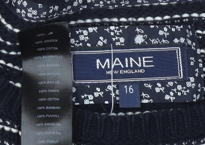 Maine New England Women's Black Striped Jumper Size 16 - Image 3 of 4