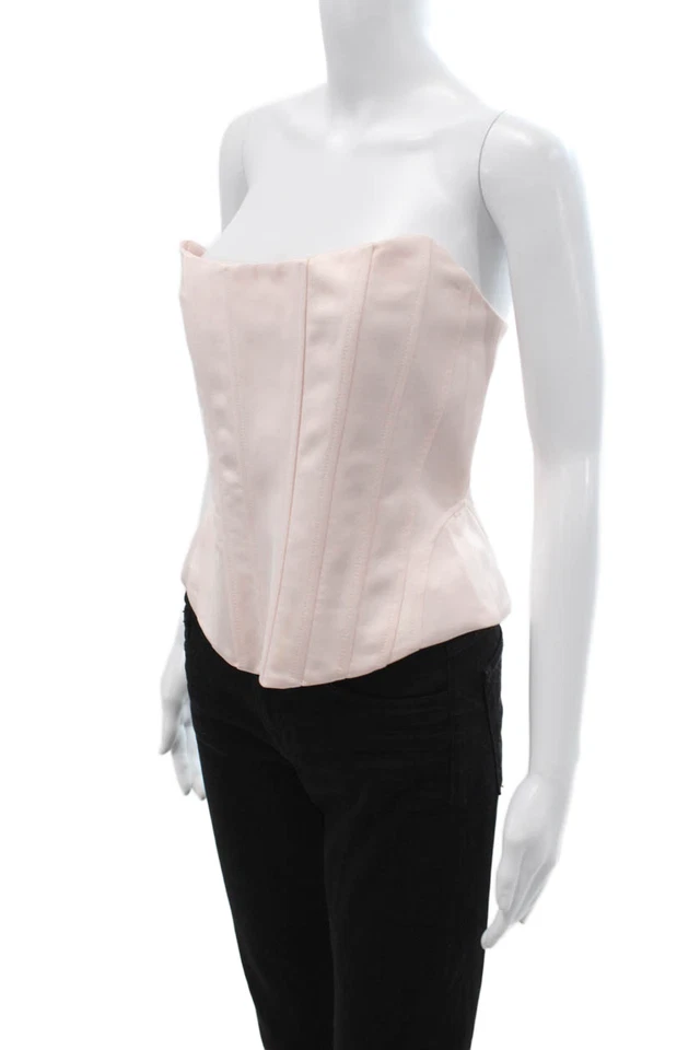 Zara 女式紧身胸衣上衣甜心领无袖纯色粉色聚酯纤维 M 码 — 第 2/4 张图片