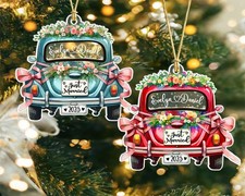 Just Married Christmas Ornament Custom Newlywed Couple Car Acrylic 2025