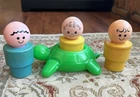 Vintage 1974 Fisher Price Little People Lot of 3 Big Figure Tug Life Turtle Set