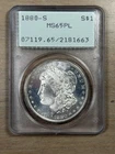 1880 S Morgan Silver Dollar PCGS Rattler MS 65 PL Proof Like