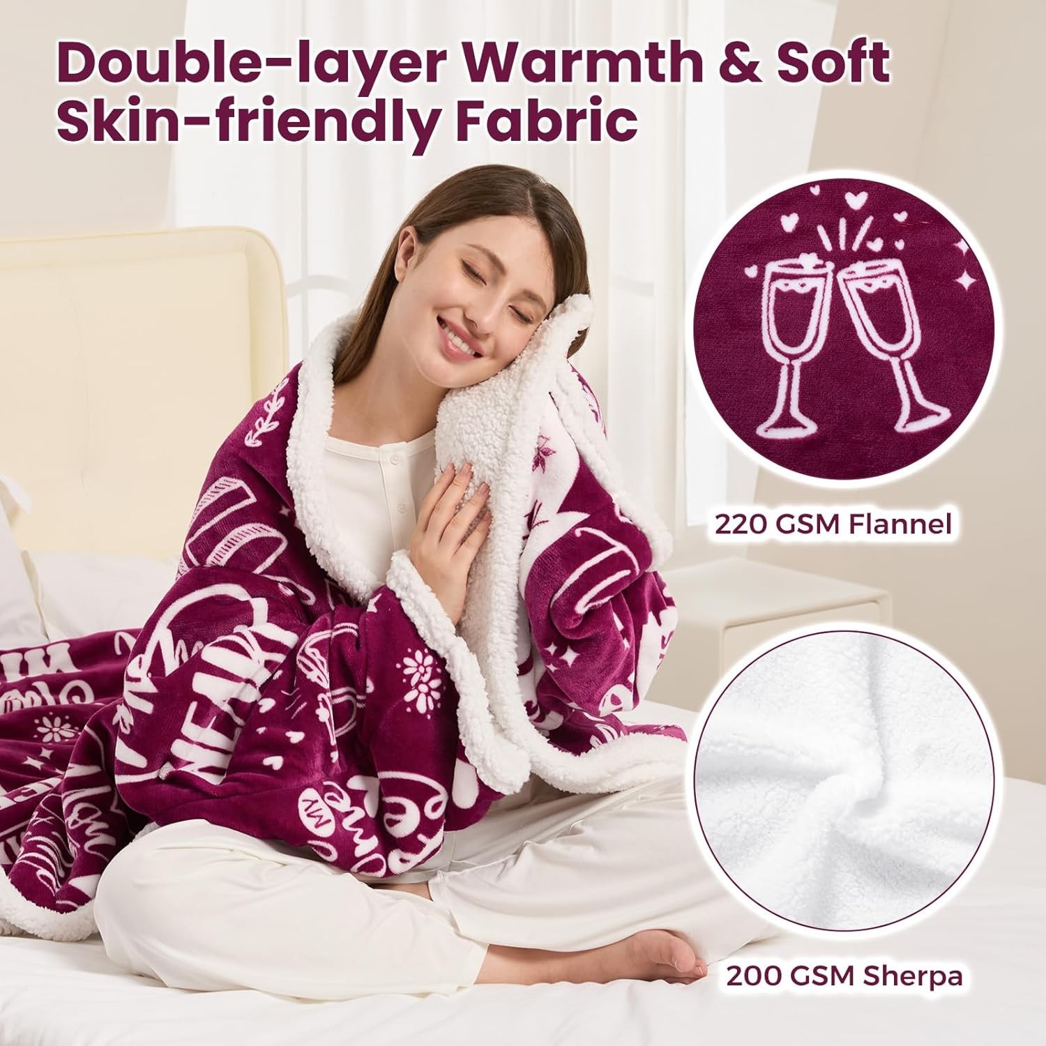 Wearable Heated Blanket with Sleeves Foot Pocket Electric Throw for Women Gift