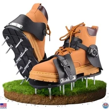 Adjustable Lawn Aerator Shoes with 26 Steel Nails & Secure Strap for Easy Use
