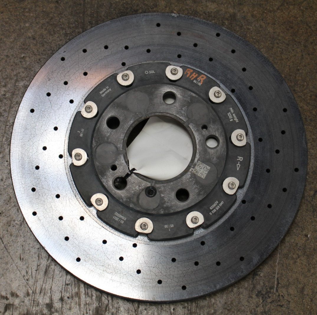 Lamborghini Urus, RH, Rear CCM Brake Rotor, Chipped, Used, P/N 4M0615602H