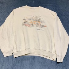 Vintage Lee Sweatshirt Unisex XL Beige Pumpkin Barn Farm USA Cotton Fleece Lined