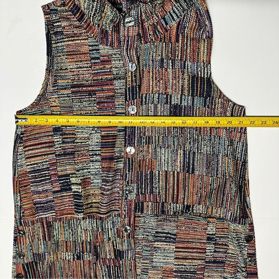 Damee Artsy Patchwork Sleeveless Button Up Tunic With Wire Collar 
