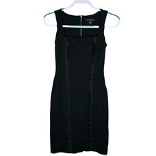 Banana Republic Dress Womens 0 Black Sheath Career Cocktail Wide Strap Casual