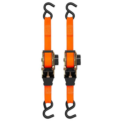 10 ft. x 1.5 in. Orange Retractable Ratchet Tie Down Straps 2 pack