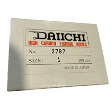 Fly Tying Daiichi 3797 Saltwater Meat Hook Nickel Finish sz #1 - 100 count box 
