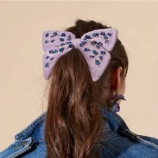 Lele Sadoughi Oversized Candy Jeweled Bow Barrette in Lilac NEW