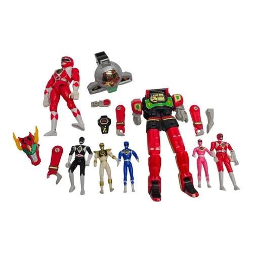 Mighty Morphin Power Rangers Toy Lot 6 Figures Megazord Dinozord Parts Vintage