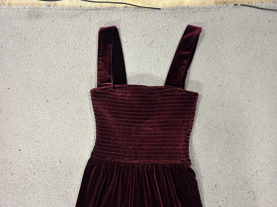 Mono Nova Vintage Terciopelo Pierna Ancha Para Mujer XS Borgoña Corpiño Calado Vacaciones Foto 2 de 4