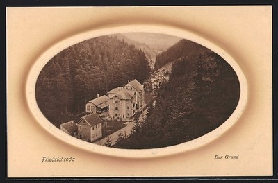 Ansichtskarte Friedrichroda / Thür., Der Grund im Passepartout-Rahmen 