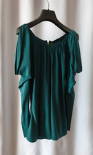 Jay Godfrey Ocean Green 100% Silk Top Blouson Puffed Blouse Size 2 Made in USA