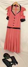 New Swing Style Dance Dress Pink Costume Adult Med, Hat, Gloves Weissman