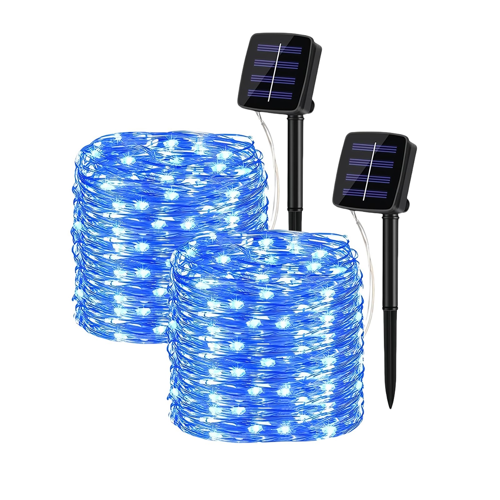 Guirlande solaire extérieure bleue pour illuminer vos soirées d'été et terrasses en lot de 2