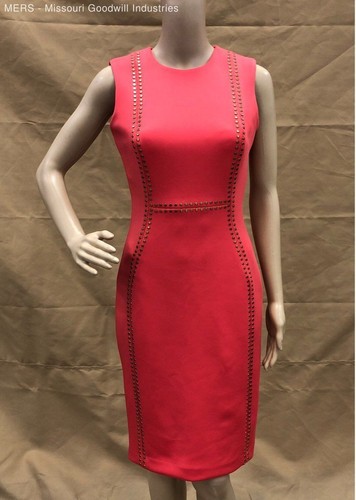 Calvin Klein Women's Dark Pink Sleeveless Studded Sheath Dress - Size 2