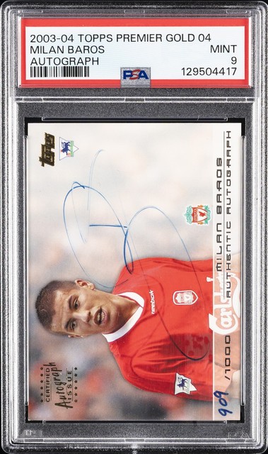2003 Topps Premier Gold 2004 Auto Milan Baros 909/1000 PSA 9