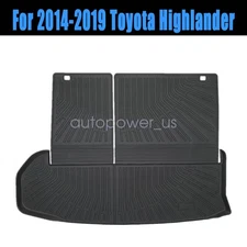 TPE Trunk Cargo Liner & Backrest Mat Floor Mat For 2014-2019 Toyota Highlander