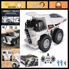 Remote Control Dump Truck Toy - 11CH Alloy Construction Vehicle, Metal Bed, Outd