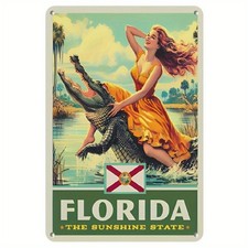 Florida Sunshine State Tin Metal Sign Brand Vintage Wall Art Brand 8x12