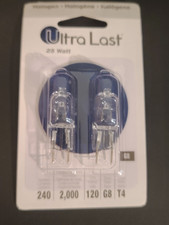 PACK OF 2 Ultra Last Halogen G8 25W 120V Bi Pin Dimmable Bulbs