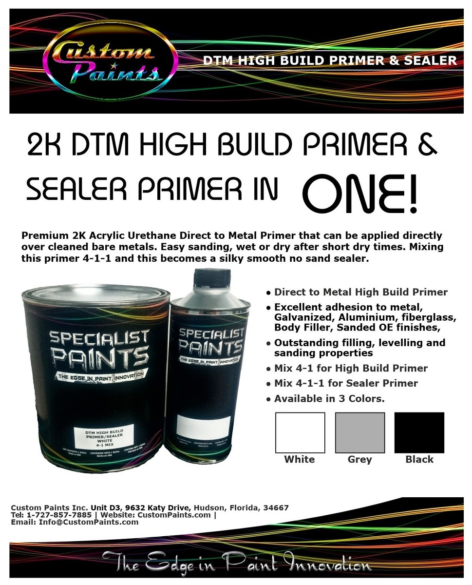 GALLON 2k DTM High Build Primer GRAY Inc Activator, 4:1