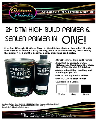 GALLON - 2k DTM High Build Primer BLACK Inc Activator, 4:1 Automotive, Easy sand