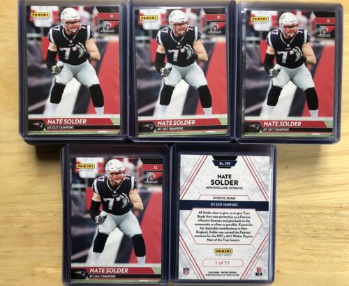 (5) 2017 PANINI INSTANT AFC EAST CHAMPS NATE SOLDER CARD 1 Of 71 - Afbeelding 1 van 1