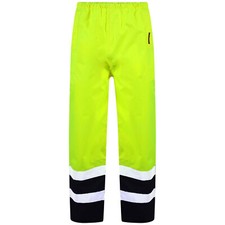 Image of HI VIS OVER TROUSERS ELASTICATED WAISTBAND MENS HI VISIBILITY SAFETY RAIN PANTS