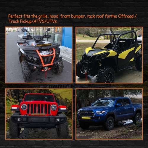 For Can-Am Maverick X3 Max 12" Single Row LED Light Bar Slim + DT Wire + 3" CUBE - Picture 12 of 23