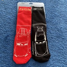 Disney Parks Youth Socks Large Pixar Cars Red Black Mcqueen Pixar 2 Pr New