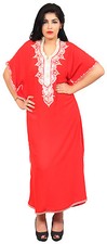 Moroccan Caftan Women kaftan Abaya Beach Cover Summer Long Dress Cotton Red