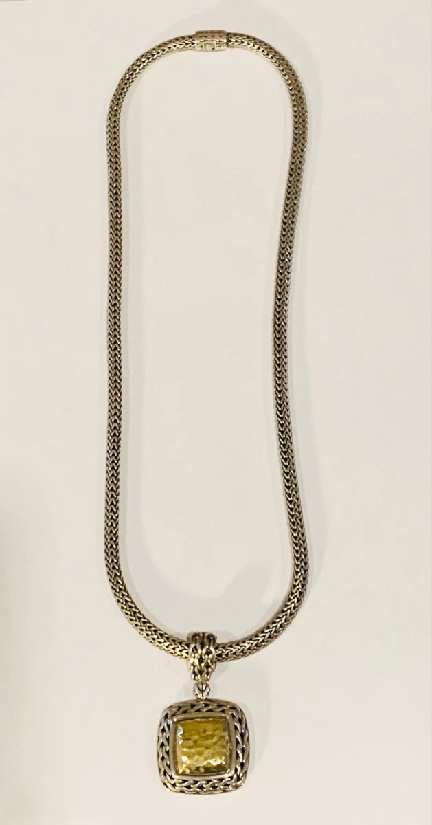 John Hardy Sterling Silver 22K Yellow Gold Palu Square Hammered