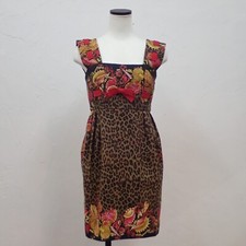 Vintage Gianni Versace 1992 Womens Seashell and Leopard Cotton  Dress size 42