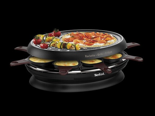 Raclette Et Fondue électrique 2 En 1 ProfiCook - 1900W, 8 Poêles, Pierre Chaude, 0.6L - Pour Soirées Fromage Et Viande
