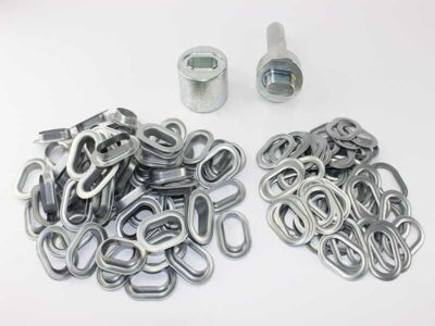 Oval Ösen Set Einschlagstempel 42 x 22 mm + 100 Ovalösen Zink Ösenstempel LKW