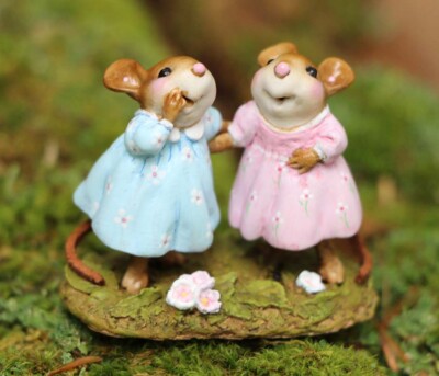 Wee Forest Folk FUNNY FRIENDS, WFF# M-740, Blue & Pink Mouse