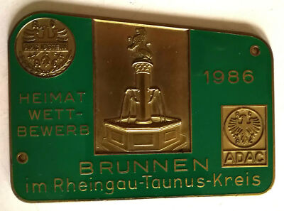Plakette Heimatwettbewerb 1986 Brunnen im Rheingau-Taunus-Kreis AMC Idstein ADAC