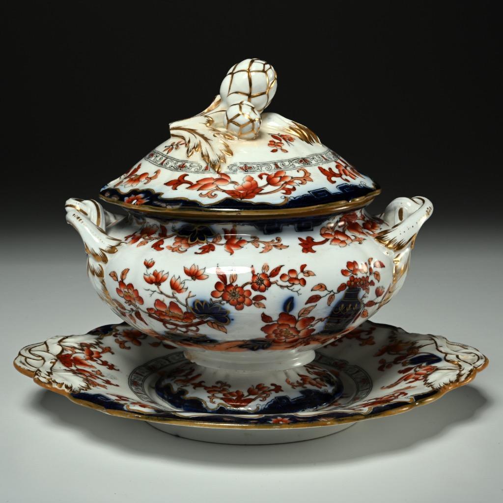 Minton Poonah Cobalt Blue Orange Covered Sauce Bowls w Underliner