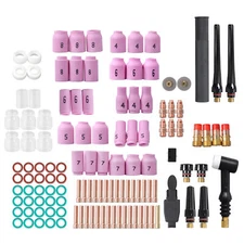 TIG Welding Torch Kit 123 Pcs Stubby Gas Lens , Alumina Nozzle, Collets