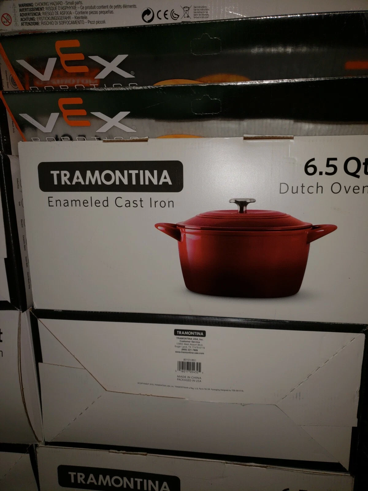 New Tramontina 6.5 Quart Covered Dutch Oven Red Enameled Cast Iron